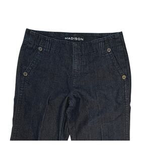 Madison Stretch Wide Leg Large‎ Studded Dark Blue Jeans 6 Hipster Y2k Yuppie